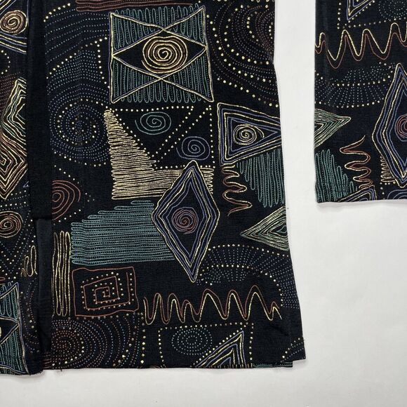 Vintage 90's Abstract Blouse Metallic Paint Sz S Art to Wear Grunge Boho Retro - Picture 9 of 12